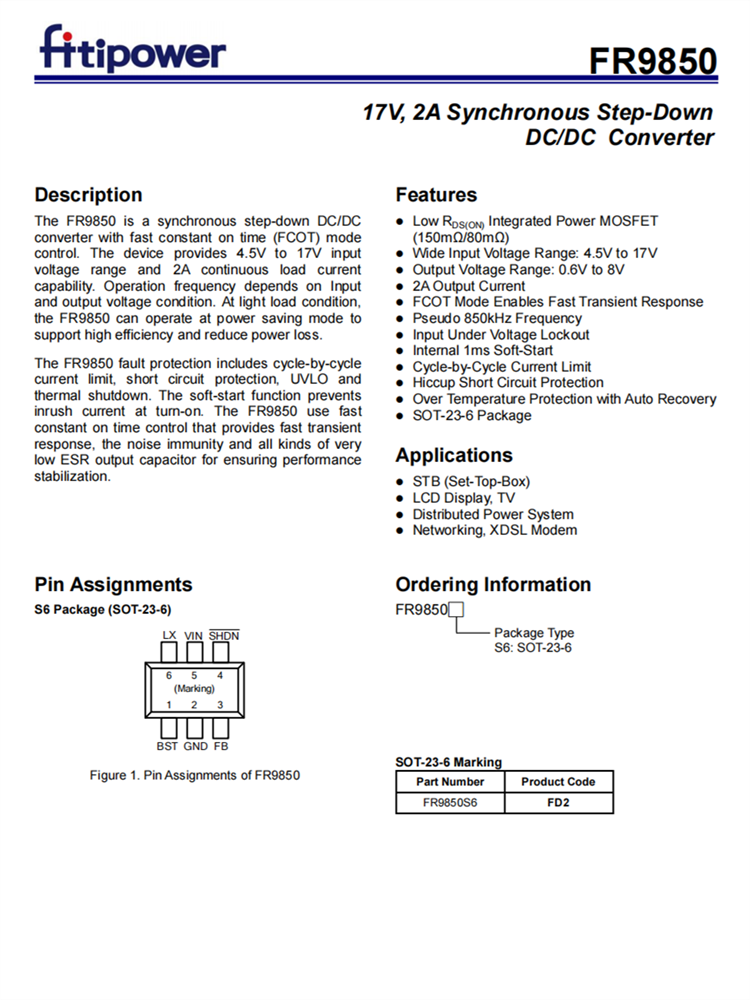 FR9850 2A衕步降壓DC/DC轉(zhuǎn)換器 FR9850 2A衕步降壓DC/DC轉(zhuǎn)換器