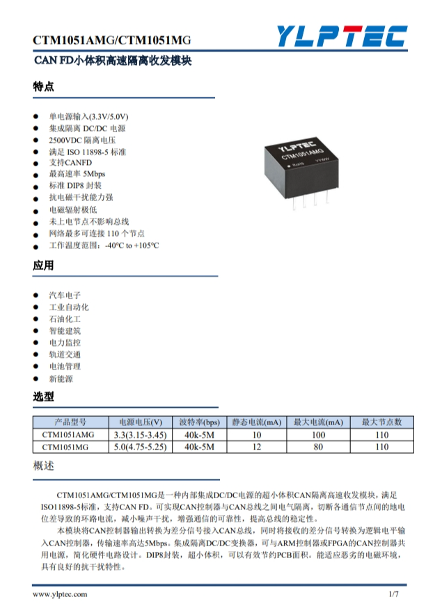 CTM1051AMG 超小體積CAN隔離高速收發(fā)模塊 CTM1051AMG 超小體積CAN隔離高速收發(fā)模塊