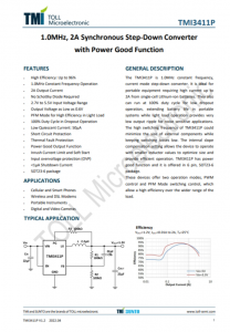 TMI3411P  1.0MHz、2A同步降壓型轉(zhuǎn)換器 具有電源良好功能