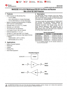MAX3232EIDR    具有 ±15kV IEC-ESD 保護的 3V 至 5.5V 雙通道 250kbps RS-232 線路驅(qū)動器/接收器