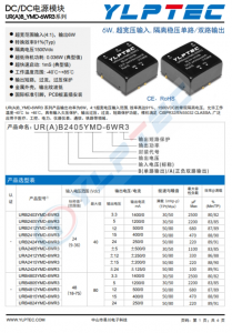 URB2405YMD-6WR3  6W,超寬壓輸入,隔離穩(wěn)壓單路/雙路輸齣