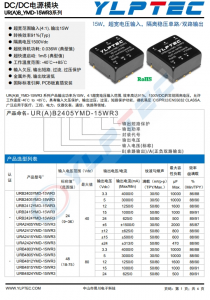 URB2405YMD-15WR3 輸入電壓9V~36V 輸齣電壓5V輸齣功率15W3000mA